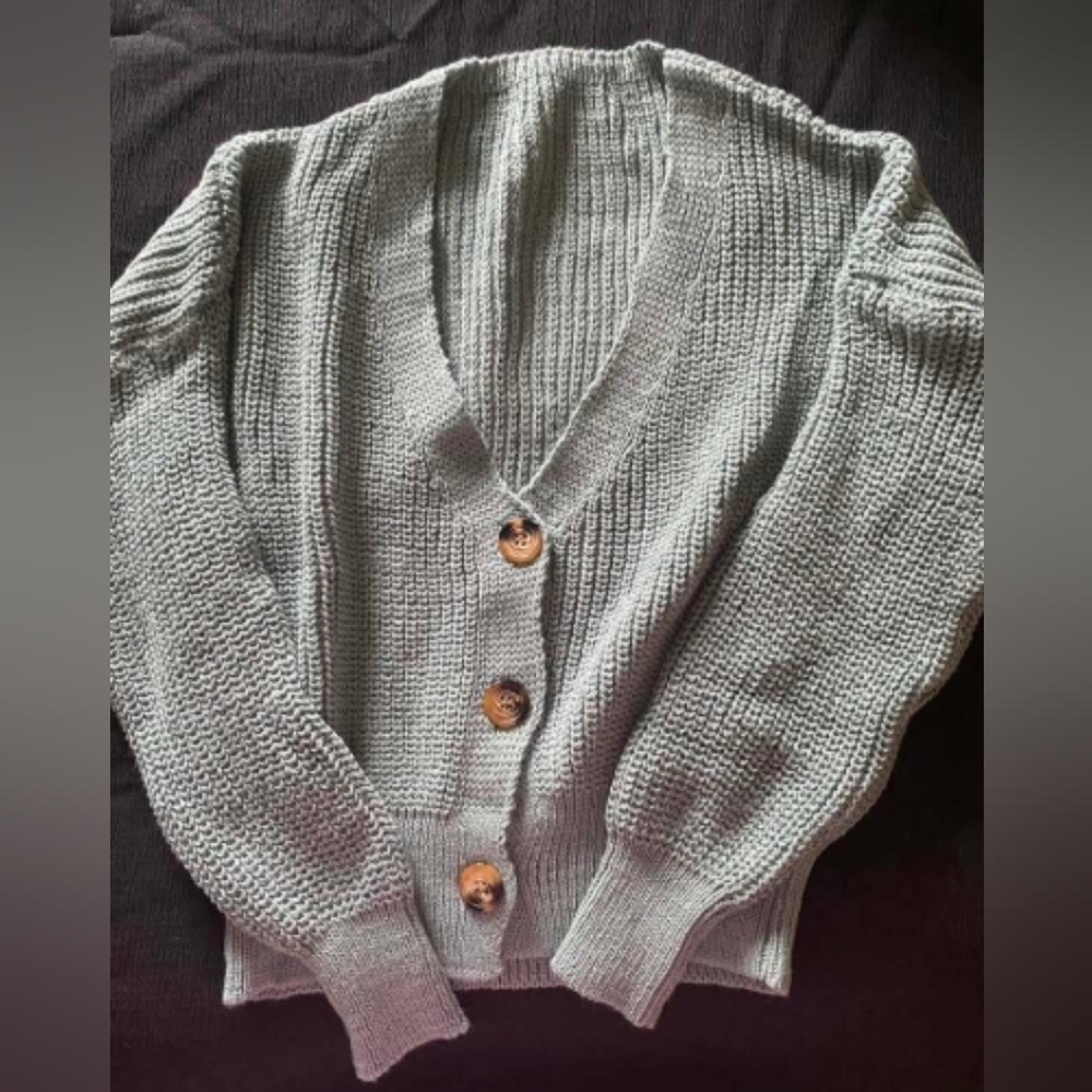 Drop Shoulder Button Cardigan - Picture 3 of 6